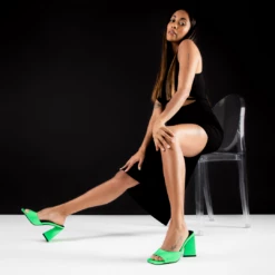BEBO Kyrah Heeled Mule In Lime -Raid London Sales Store 153
