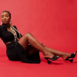 RAID Amantha Heeled Mule In Black Satin