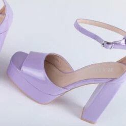 RAID Aasma Platform Heel In Lilac Patent -Raid London Sales Store Aasma Lilac 4