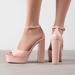 RAID Aasma Platform Heel In Nude Patent -Raid London Sales Store Aasma Pink 3