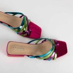 RAID Adonia Flat Mule In Pink Multi -Raid London Sales Store Adonia Pink Multi 4