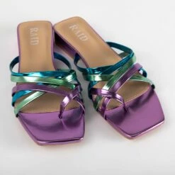 RAID Adonia Flat Mule In Purple Multi -Raid London Sales Store Adonia Purple Multi 4