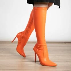 RAID Alannis Stiletto Heeled Boot In Orange -Raid London Sales Store Alannis Orange 4