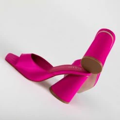 RAID Alba Heeled Mule In Pink Satin -Raid London Sales Store Alba Pink 4