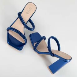 RAID Alyra Block Heeled Mule In Blue -Raid London Sales Store Alyra Blue 4