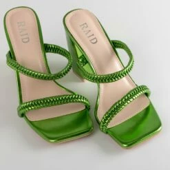 RAID Alyra Block Heeled Mule In Green -Raid London Sales Store Alyra Green 4