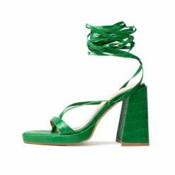 RAID Amandaa Strappy Heeled Sandal In Green Croc