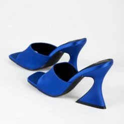 RAID Amantha Heeled Mule In Blue Satin -Raid London Sales Store Amantha Blue Satin 5