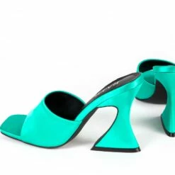 RAID Amantha Heeled Mule In Teal Satin -Raid London Sales Store Amantha Green Satin 4