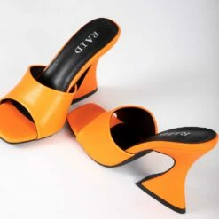 RAID Amantha Heeled Mule In Orange -Raid London Sales Store Amantha Orange PU 5