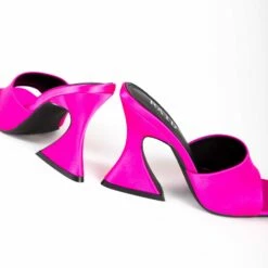 RAID Amantha Heeled Mule In Hot Pink Satin -Raid London Sales Store Amantha Pink Satin 5