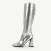 RAID Amberr Long Block Heeled Boot In Silver -Raid London Sales Store Amberr Silver 4