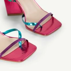 RAID Amora Lace Up Block Heel In Pink Multi -Raid London Sales Store Amora Pink 5