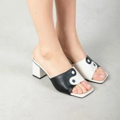 RAID Anna Block Heeled Mule In Black -Raid London Sales Store Anna Black White 3