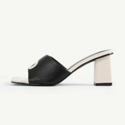 RAID Anna Block Heeled Mule In Black -Raid London Sales Store Anna Black White 4