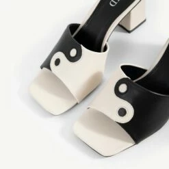 RAID Anna Block Heeled Mule In Black -Raid London Sales Store Anna Black White 5