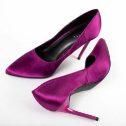 RAID Antix Court Heel In Purple Satin -Raid London Sales Store Antix Pink Satin 5