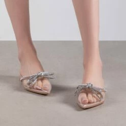 RAID Ariette Embellished Flat Mule In Clear/Nude -Raid London Sales Store Ariette Nude 1