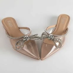 RAID Ariette Embellished Flat Mule In Clear/Nude -Raid London Sales Store Ariette Nude 4