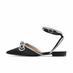 RAID Armell Flat Lace Up Pump In Black Satin -Raid London Sales Store Armell Black 5 281926b0 3a25 478e a579 e890d9284317