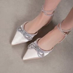 RAID Armell Flat Lace Up Pump In Nude Satin -Raid London Sales Store Armell Nude 2