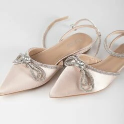 RAID Armell Flat Lace Up Pump In Nude Satin -Raid London Sales Store Armell Nude 4