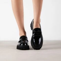 RAID Astra Loafer In Black Patent -Raid London Sales Store Astra Black 1