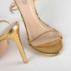 RAID Avani Stiletto Sandal In Gold Snake -Raid London Sales Store Avani Gold 4