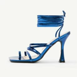 RAID Avika Strappy Heels In Blue Metalic -Raid London Sales Store Avika Blue 4
