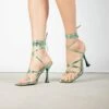 RAID Avika Strappy Heels In Green Metallic