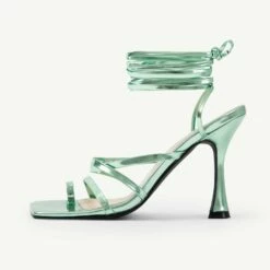 RAID Avika Strappy Heels In Green Metallic -Raid London Sales Store Avika Green 4