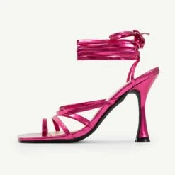 RAID Avika Strappy Heels In Pink Metallic -Raid London Sales Store Avika Pink 4