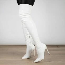 RAID Banner Stiletto Heeled Boot In White -Raid London Sales Store Banner White 2