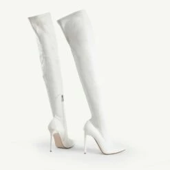 RAID Banner Stiletto Heeled Boot In White -Raid London Sales Store Banner White 5