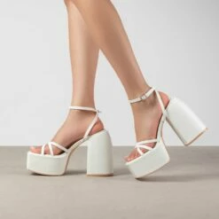 RAID Belcia Platform Sandal In White -Raid London Sales Store Belcia White 4