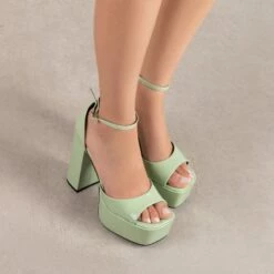 RAID Berit Platform Heel In Sage Green -Raid London Sales Store Berit Green 2