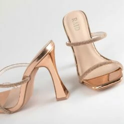 RAID Beulah Heeled Mule In Rose Gold -Raid London Sales Store Beulah RoseGold 4