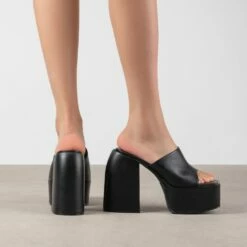 RAID Bina Platform Heeled Mule In Black -Raid London Sales Store Bina Black 3