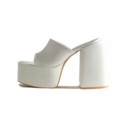 RAID Bina Platform Heeled Mule In White -Raid London Sales Store Bina White 6