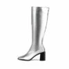 RAID Blick Block Heeled Long Boot In Silver