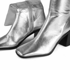 RAID Blick Block Heeled Long Boot In Silver -Raid London Sales Store Blick Silver 5 e607db2f dc1e 45f4 8386 de6e960f3c86
