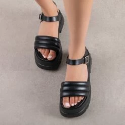 RAID Brenner Chunky Padded Sandal In Black -Raid London Sales Store Brenner Black 2