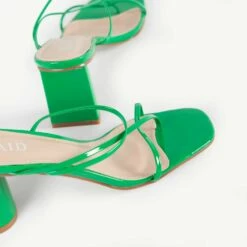 RAID Brioni Heeled Sandal In Green Patent -Raid London Sales Store Brioni Green 5