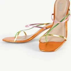 RAID Brioni Heeled Sandal In Orange Multi -Raid London Sales Store Brioni Orange 5