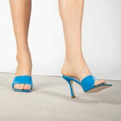 RAID Briya Heeled Mule In Blue Patent -Raid London Sales Store Briya Blue 3