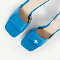 RAID Briya Heeled Mule In Blue Patent -Raid London Sales Store Briya Blue 5