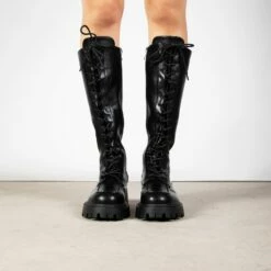 RAID Caspian Lace Up Long Boot In Black -Raid London Sales Store Caspian Black 2