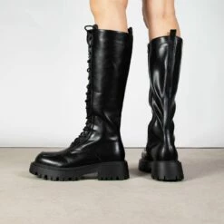 RAID Caspian Lace Up Long Boot In Black -Raid London Sales Store Caspian Black 3