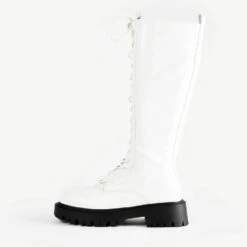 RAID Caspian Lace Up Long Boot In White