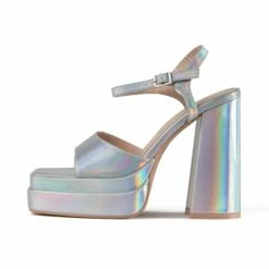 RAID Cassilia Block Heeled Sandals In Silver